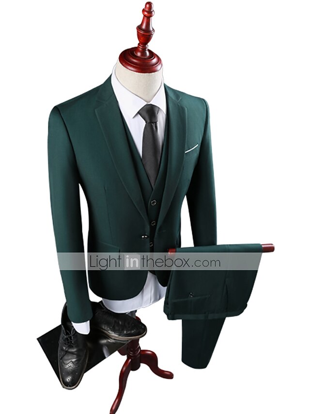 Black White Navy Blue Men's Wedding Suits 2 Piece Solid Colored