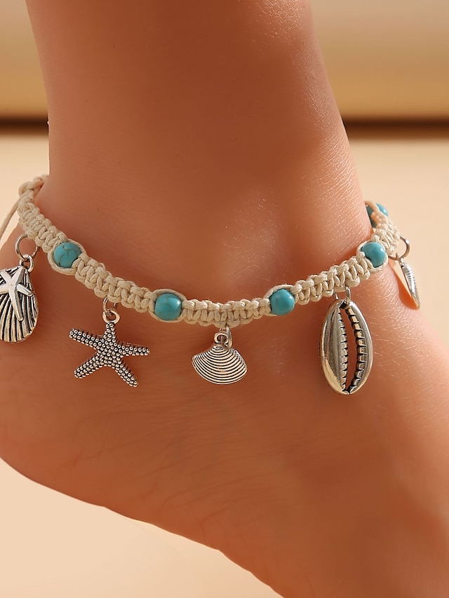  Ankle Bracelet Fashion Artistic Elegant Women's Body Jewelry For Party Evening Daily Retro Alloy Starfish Silver 1pcs