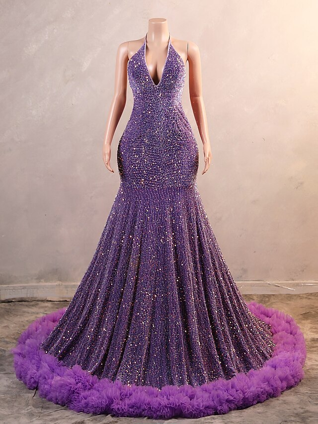 Spaghetti Straps Sparkle Sequin Trumpet Mermaid Wedding Dress