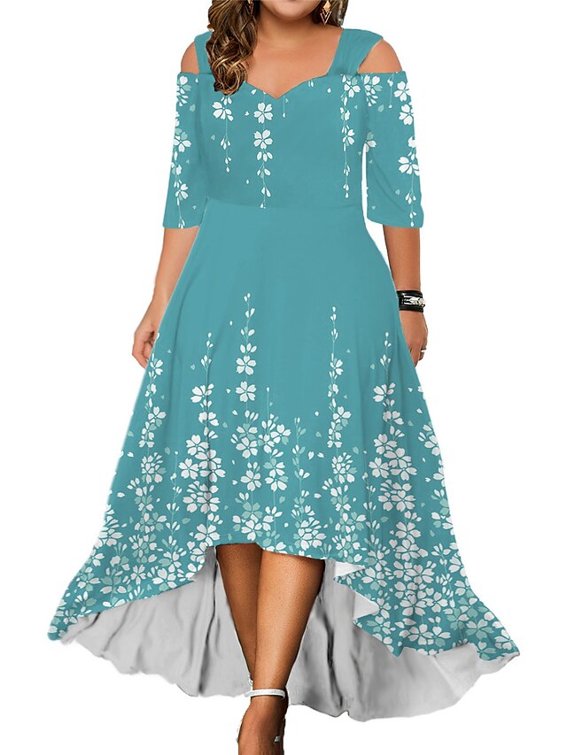 Women‘s Plus Size Curve Party Dress Wedding Guest Dress Swing Dress