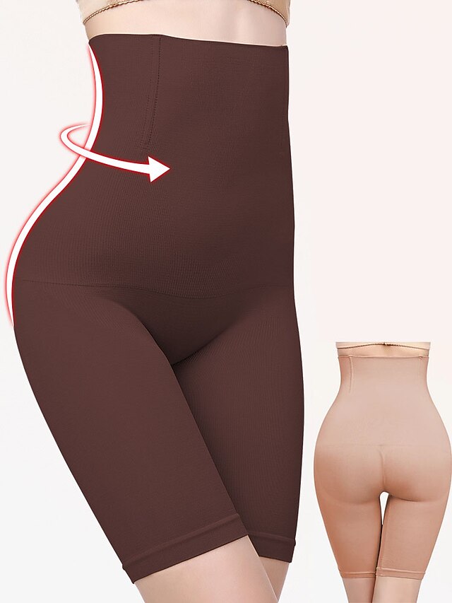 Women's Black Purple Brown Bone Seamless High Waisted Going out Undergarments M / L Home Outfits 13