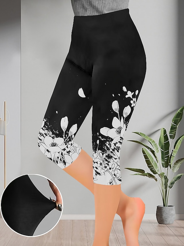  Damskie Gorset profilujący Spodnie capri Nadruk Designerskie Wysoki stan Capris Czarny 1 # Wiosna, jesień, zima, lato