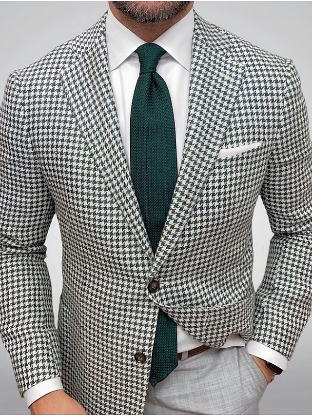  Tweed masculino blazer xadrez jaqueta houndstooth ao ar livre casual regular fino ajuste único breasted dois botões preto marrom amarelo luz verde vermelho 2024