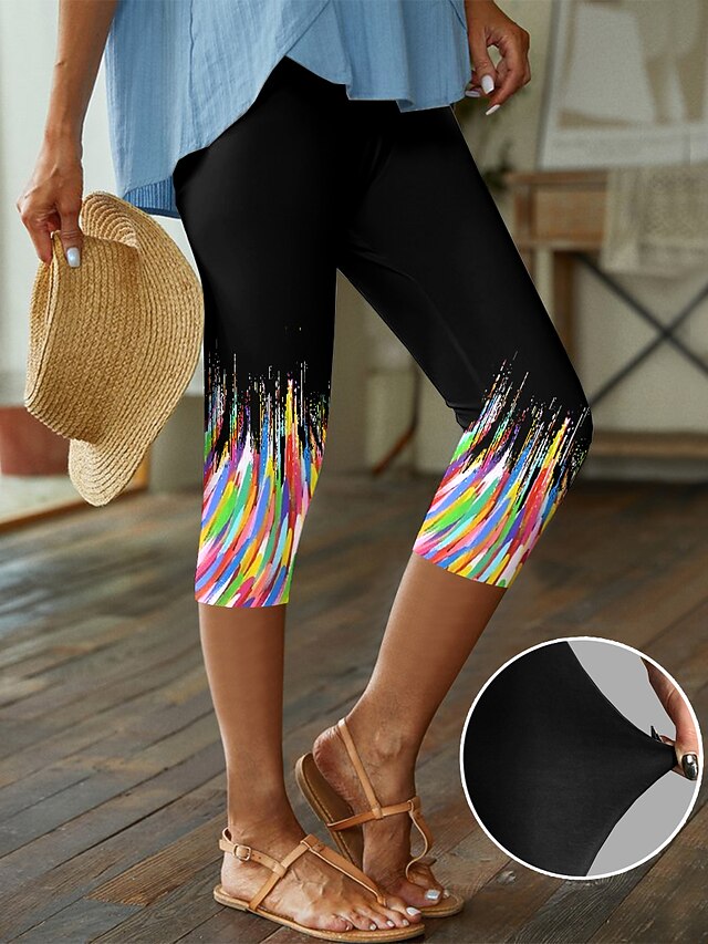 Women's Shapewear Capri Pants Print Designer High Rise Capris Azure