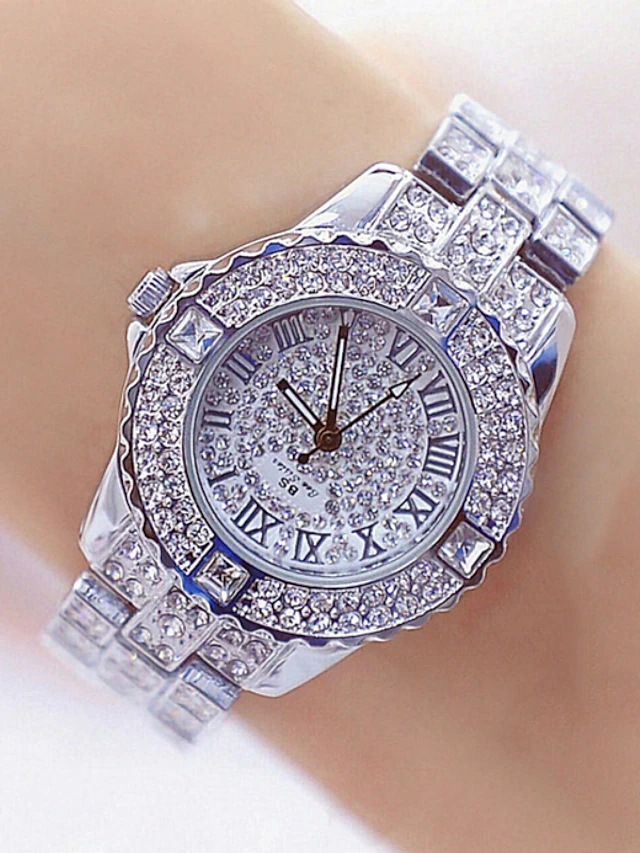 Bee Sister Women Quartz Watch Diamond Chronograph Fashion Wristwatch Waterproof Decoration Stainless Steel Strap Watch 13