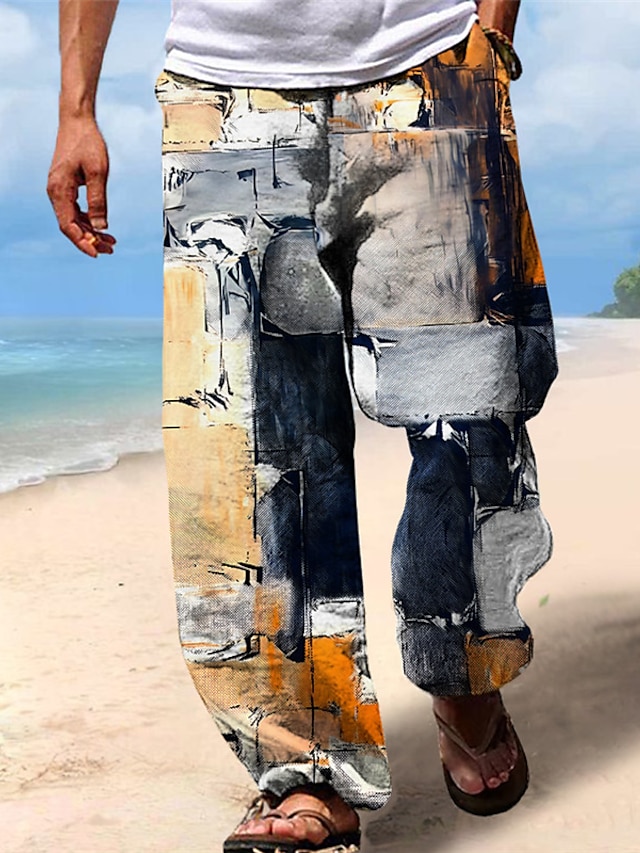  Per uomo Pantaloni Pantaloni estivi Pantaloni da spiaggia A cordoncino Vita elastica Stampa 3D Color Block Stampe astratte Geometria Comfort Informale Giornaliero Per eventi Streetwear Hawaiano