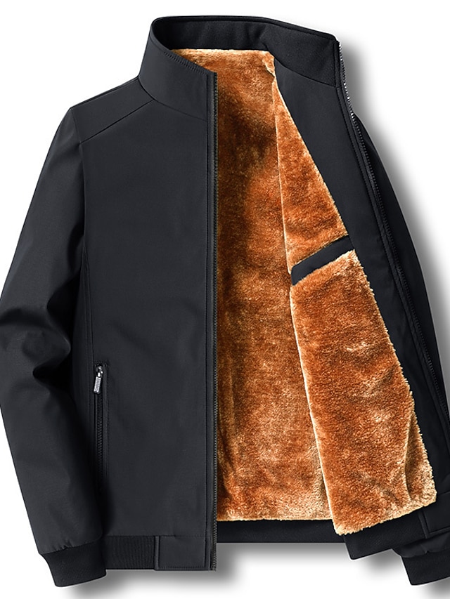 Men's Winter Jacket Fleece Jacket Outdoor Daily Wear Warm Zipper Pocket