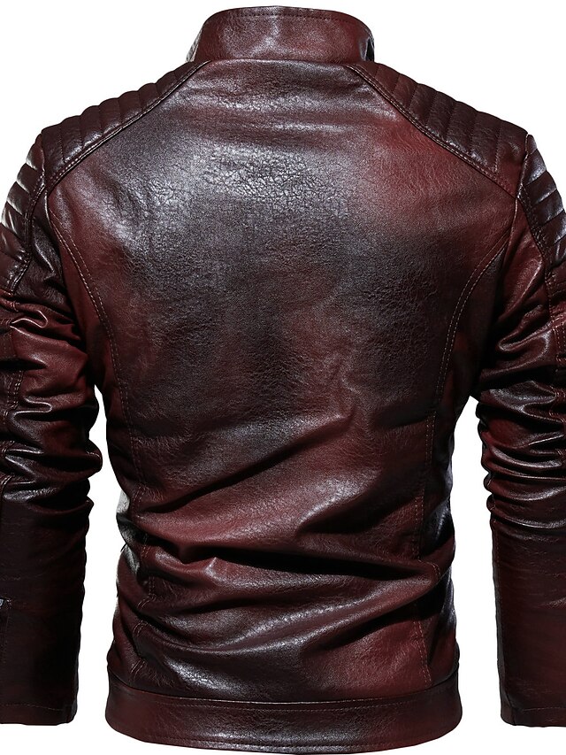 Men's Faux Leather Jacket Biker Jacket Motorcycle Jacket Daily Wear