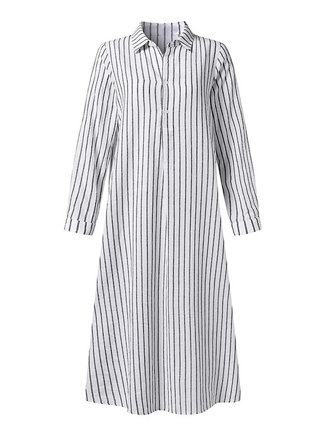 Women's Shirt Dress Casual Dress Cotton Summer Dress Maxi Dress Linen ...