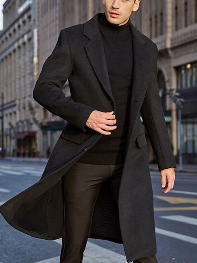  Men's Winter Coat Overcoat Long Trench Coat Business Casual Fall Winter Polyester Thermal Warm Waterproof Outerwear Clothing Apparel Fashion Classic