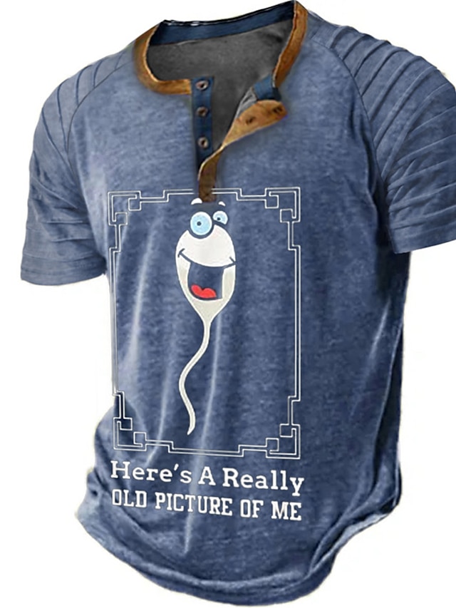  Bande dessinée Imprimés Photos Mode basique Décontractées Homme 3D effet Chemise Henley Shirt T-shirt Graphique T-shirt raglan Chemise Vintage Extérieur du quotidien Sortie T-shirt Noir Bleu Marron