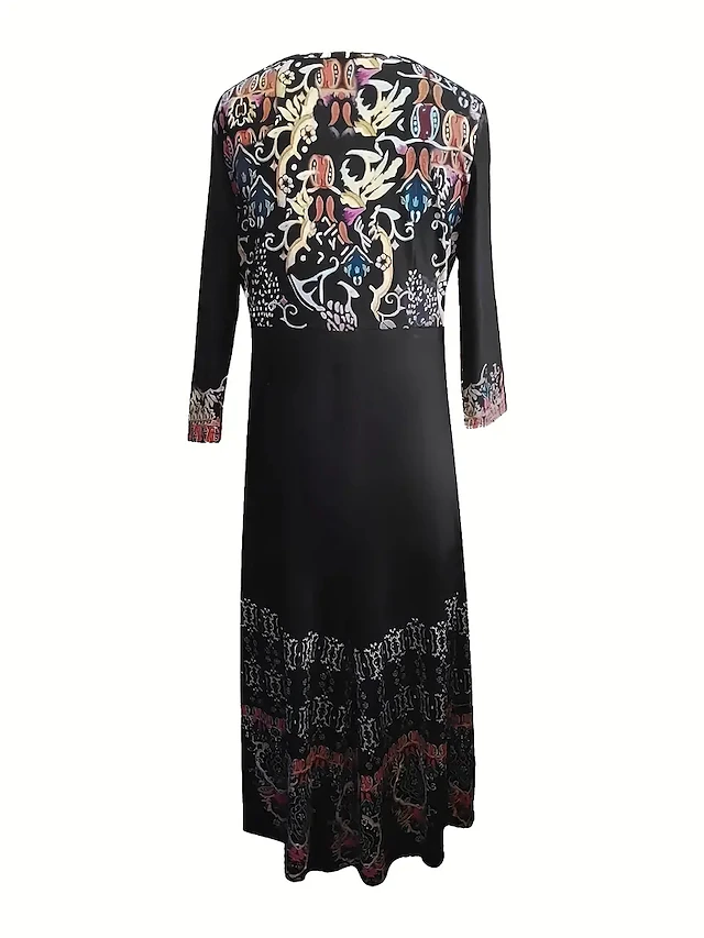 Women's Casual Dress Holiday Dress Ethnic Dress Midi Dress Black Half ...