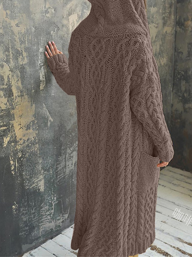 Women Autumn Pure Color Hooded Cotton Cardigan Coat