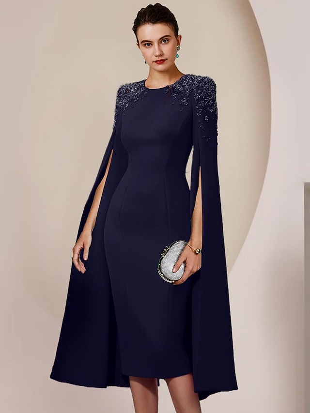 Sheath / Column Mother of the Bride Dress Formal Wedding Guest Elegant V Neck Floor Length Chiffon Lace Tulle Short Sleeve with Sequin
