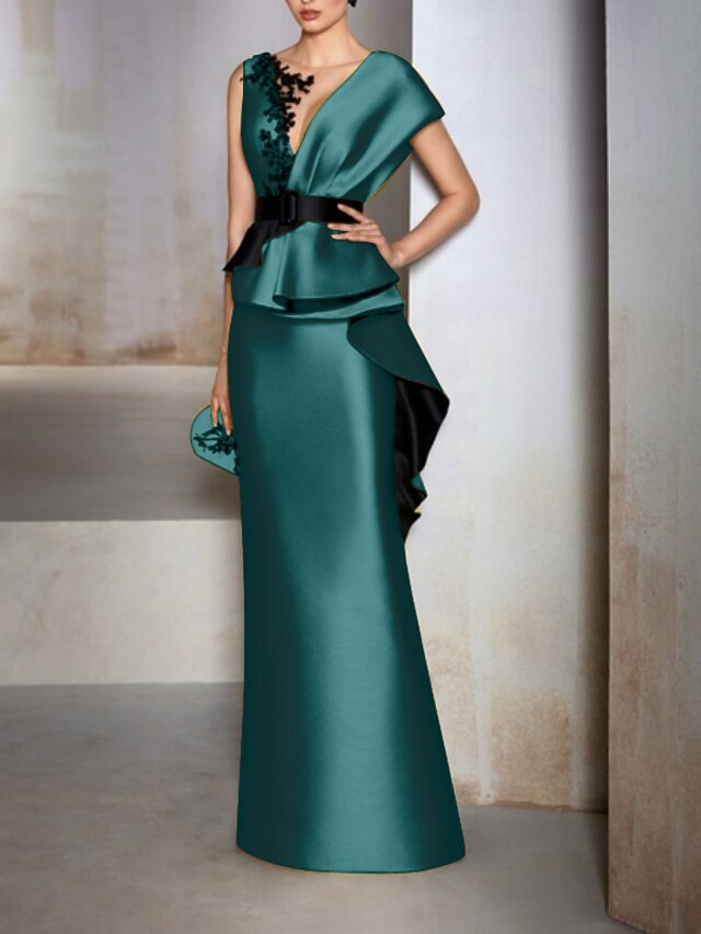 Sheath High Neck Long Sleeves Beaded Ankle Length Evening Formal Gown