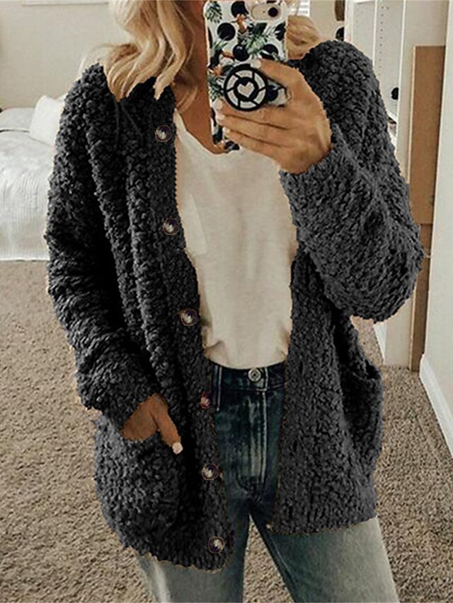 Winter Fashion Solid Color Cardigan Women