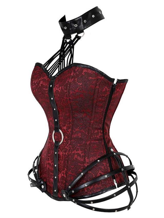  Women's Plus Size Corsets Halloween Waist Trainer Body Shaper Flower Sport Casual Punk & Gothic Daily Going out Polyester Breathable Halter Neck Sleeveless Summer Spring Black Red