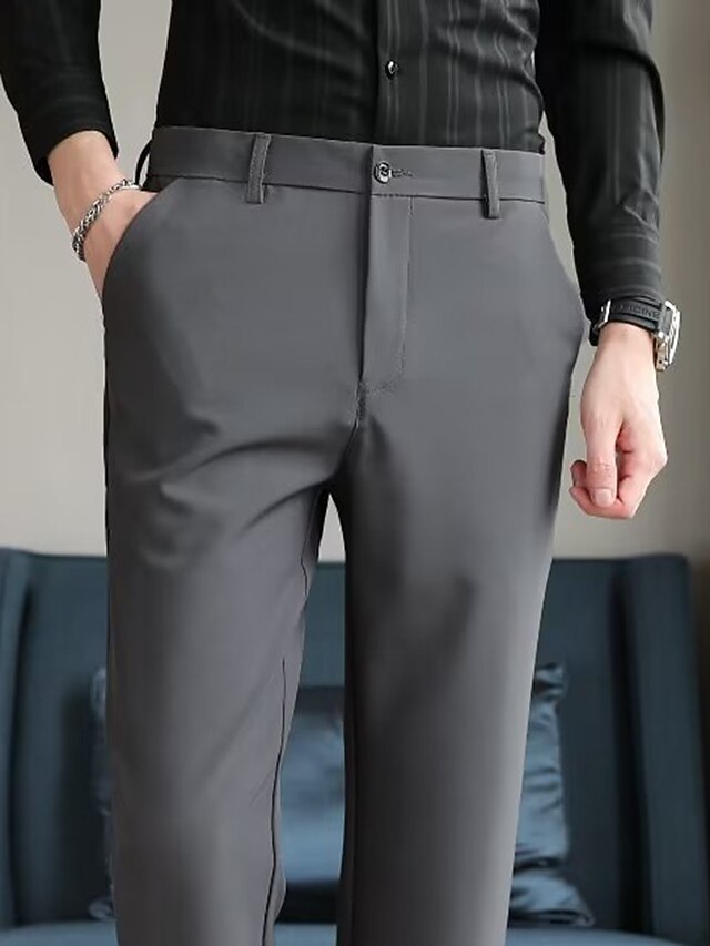Men's Dress Pants Trousers Suit Pants Pocket Plain Comfort Breathable Outdoor Daily Going out