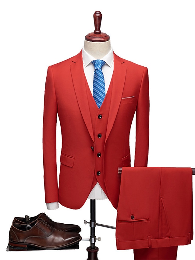 Men's Set Suits Blazer Business Formal Evening Wedding Party 3 Piece ...
