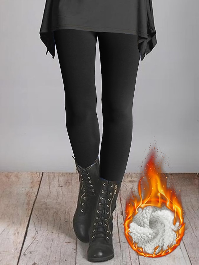  Dame Leggins Polyester Vanlig Aske Mørkegrå Mode Naturlig Fuld længde Daglig Efterår vinter