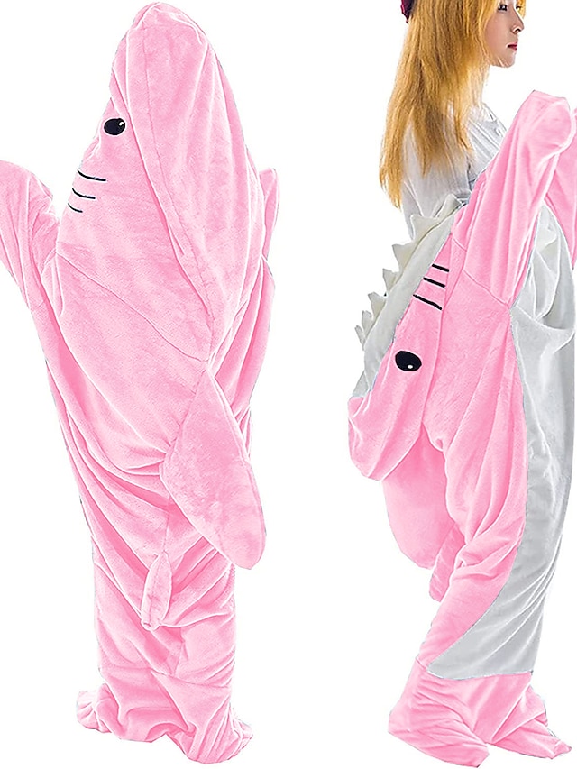  dámský žraločí spací pytel nositelná deka mikina s kapucí deka pyžamo loungewear oblečení na spaní čisté barvy móda sport jednoduchý domácí denní postel polyester teplá mikina s dlouhým rukávem