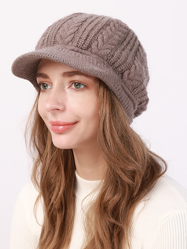  Women's Slouchy Beanie Hat Beret Hat Home Daily Holiday Solid / Plain Color Knit Casual Nordic Style Casual / Daily 1 pcs