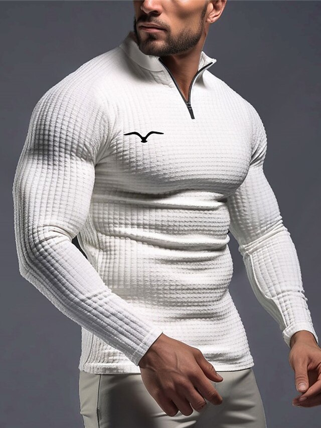 Eagle Men's Vintage 3D Print Waffle Polo Shirt Zip Polo Outdoor Casual