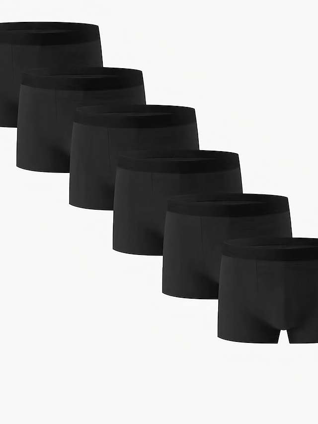  Men's 6 Pack Boxer Briefs Underwear Brief Underwear Boxer Shorts Cotton Breathable Plain Black