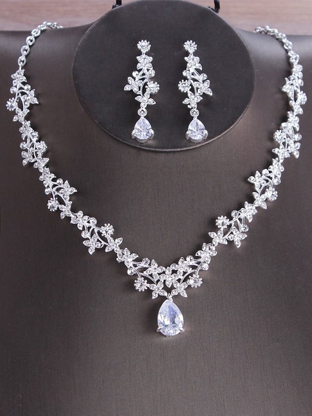  1conjunto Conjuntos de joias de noiva For Mulheres Zircônia Cubica Claro Casamento Trabalho Festa Imitações de Diamante Liga Clássico