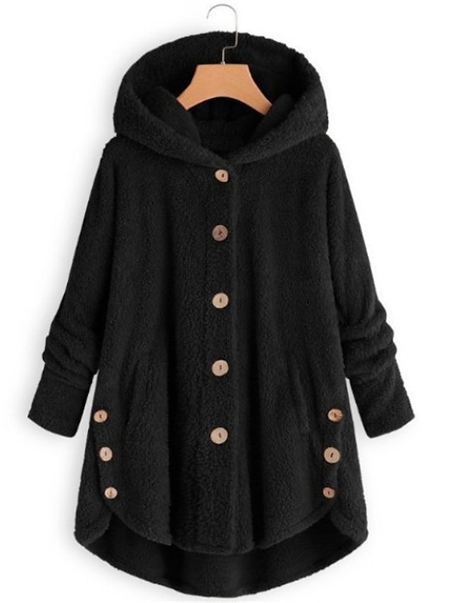  Dames Fleecejack Sherpa jas Teddy jas Buiten Valentijnsdag Dagelijks Herfst Winter jas Normale pasvorm Winddicht Houd Warm Hedendaags Stijlvol Pluche Jacks Lange mouw Luipaard Effen extra groot Zwart
