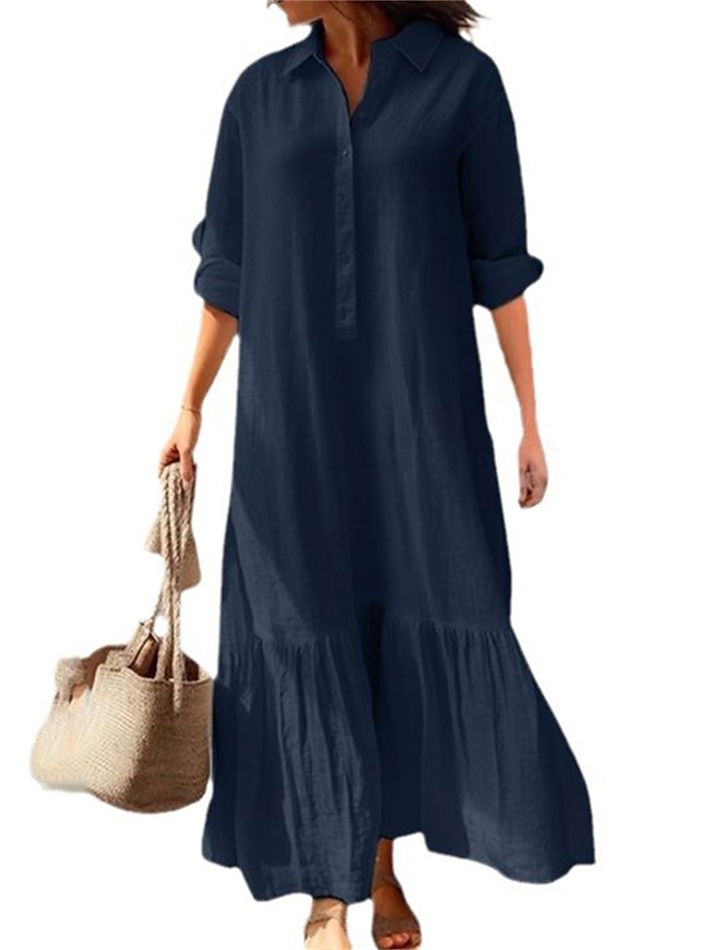 Women's Casual Dress Cotton Dress Cotton Summer Dress Maxi Dress Linen ...