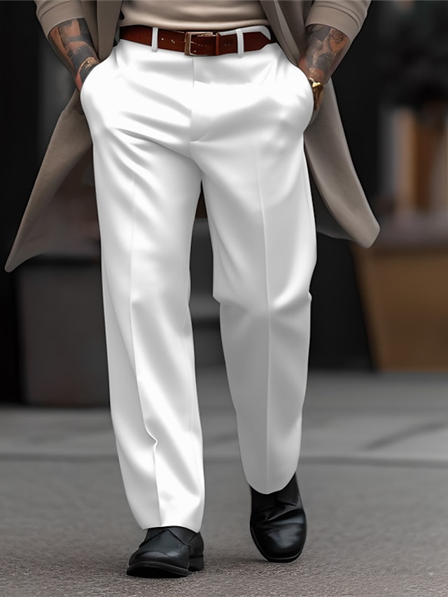  Ανδρικά Παντελόνι επίσημο Παντελόνια Casual παντελόνι Παντελόνι κοστούμι Μπροστινή τσέπη Σκέτο Άνεση Επιχείρηση Καθημερινά Αργίες Μοντέρνα Κομψό & Μοντέρνο Μαύρο Λευκό