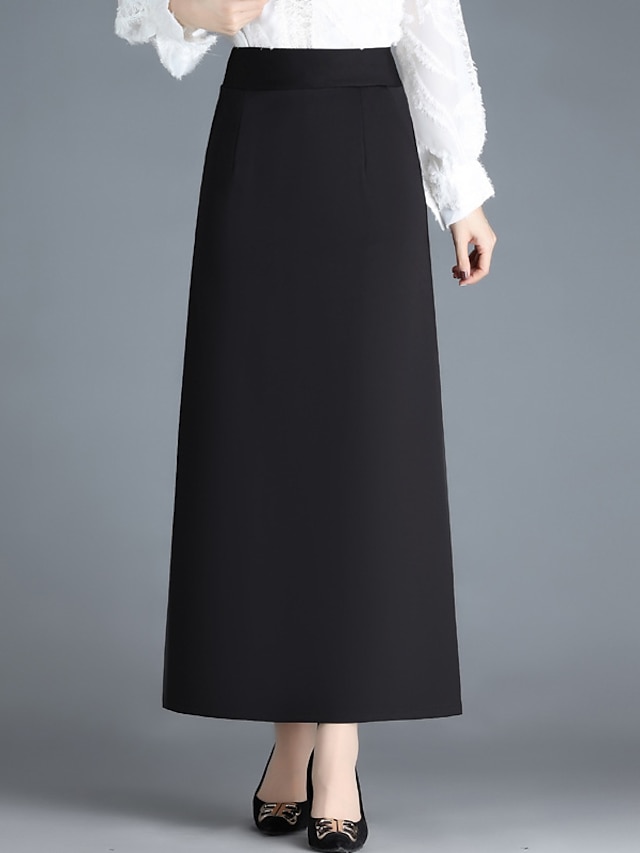  Γυναικεία Φούστα Γραμμή Α Μακρύ Ψηλή Μέση Φούστες Τσέπη Μονόχρωμο Δρόμος Καθημερινά Χειμώνας Πολυεστέρας Κομψό Μοντέρνα Μαύρο