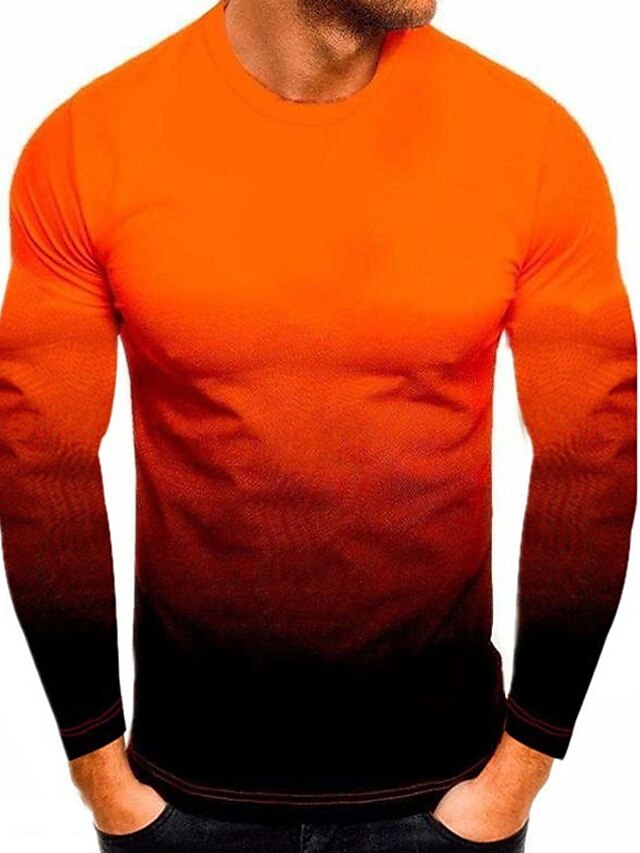  Herren T Shirt T-Shirt Langarmshirt Langarm Rundhalsausschnitt Frühling & Herbst Farbblock Mode Designer Basic Urlaub Straße Ausgehen Schwarz Weiß Rote Top T-Shirt für Herren
