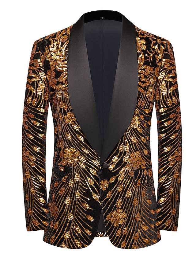 Men's Party Sequin Blazer Jacket Sparkle Tuxedos Gold Black Gothic ...