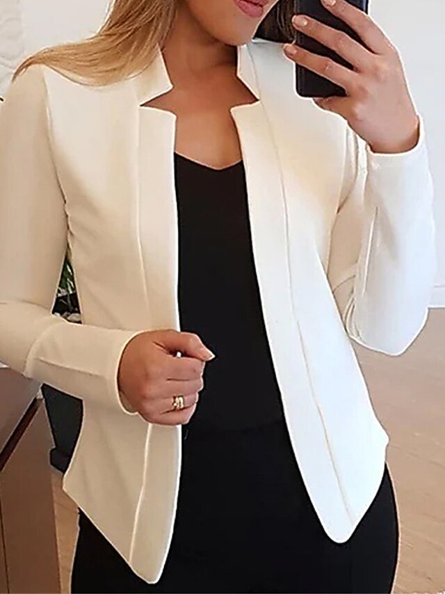  Damskie Marynarka Na zewnątrz Dopasowany krój Równina Oddychający Moda Regularny Odzież wierzchnia Długi rękaw Jesień Czarny S