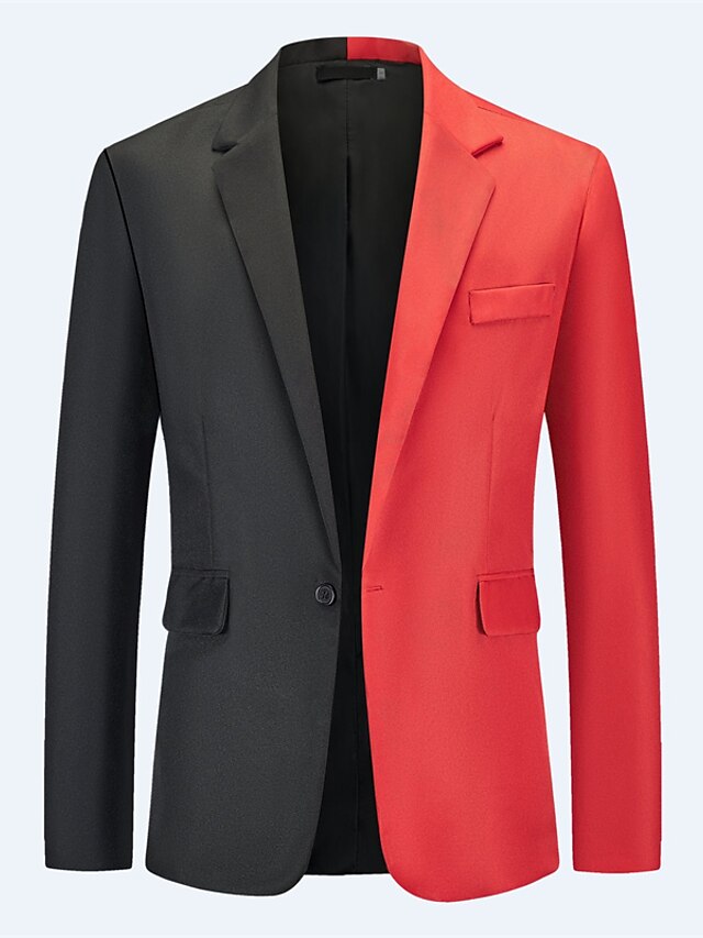 Men's Retro Vintage Casual Blazer Jacket Long Tailored Fit Patchwork