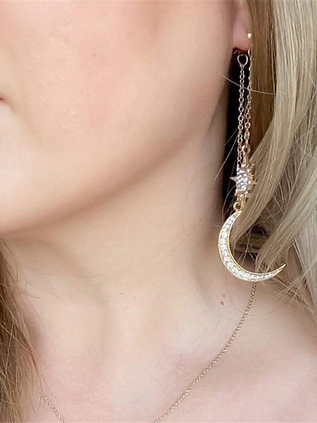  1 paire de boucles d'oreilles de luxe exagérées soleil lune strass punk boucles d'oreilles pour femmes bijoux doré boho vintage boucles d'oreilles