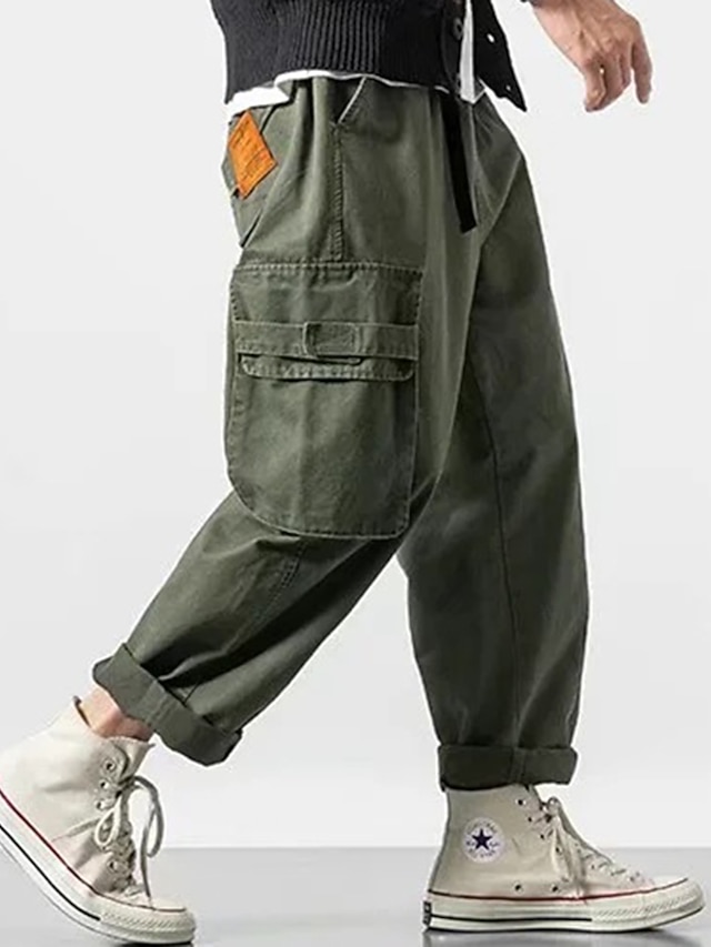 Pantaloni Cargo Tiger Mountain In Cotone, Neri, Rilassati E Unisex. Tasche Laterali E Vita Regolabile, Comodi Per Ogni Occasione!