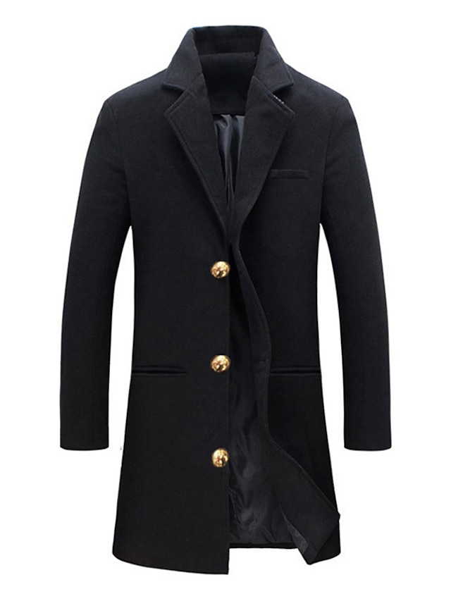 Men's Winter Coat Overcoat Trench Coat Office & Career Daily Wear