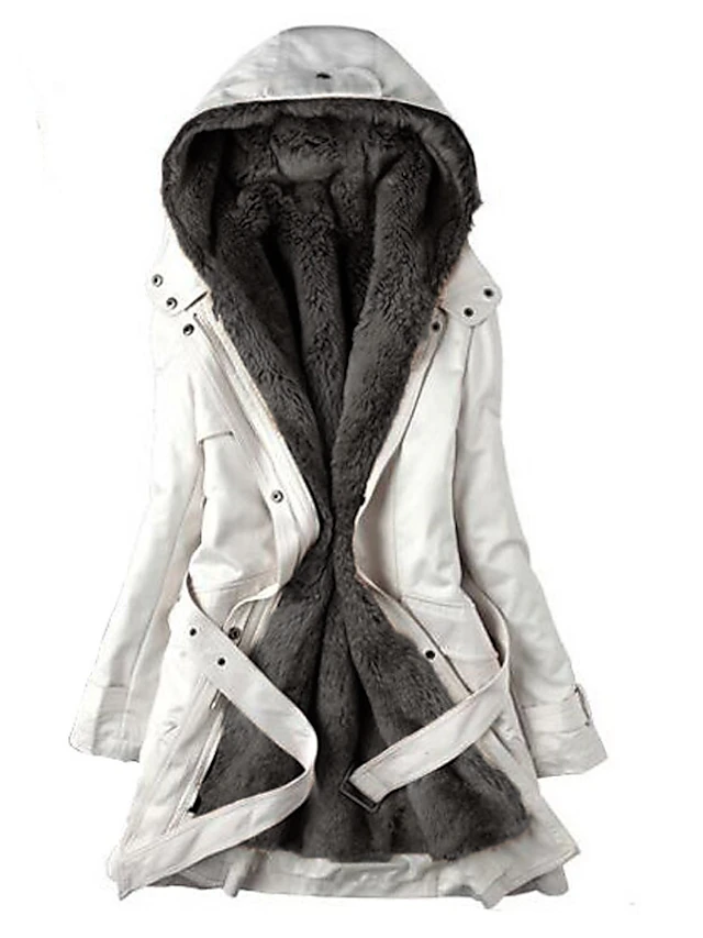 Women's Parka Street Fall Winter Long Coat Hooded Regular Fit Basic ...