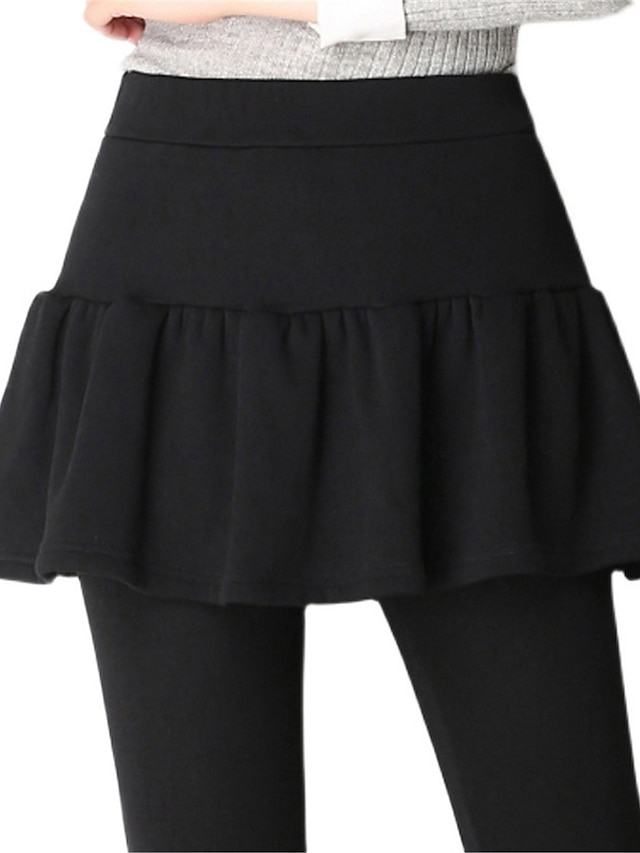  Women's Skort Ruffle Plain High Waist Full Length Ash Fall