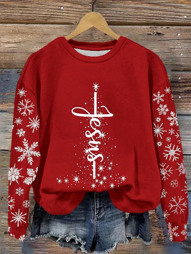 Christmas Sweatshirt Women's Pullover Snowflake Sportswear Festival