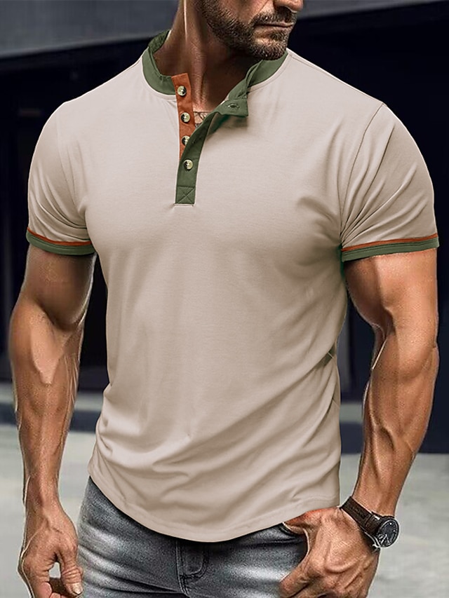  男性用 Tシャツ ヘンリーシャツ ティートップ 平織り ヘンリー ストリート バケーション 半袖 衣類 ファッション デザイナー ベーシック
