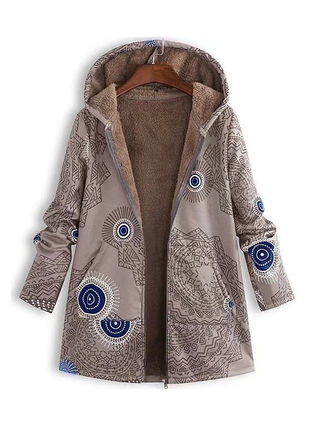  Dam Anorak Utomhus Alla hjärtans dag Gata Höst Vinter Täcka Normal Vindtät Håller värmen Stylish Nutida minimalist Jacka Långärmad Geometrisk Mönster Med fickor Svart Rubinrött Blå