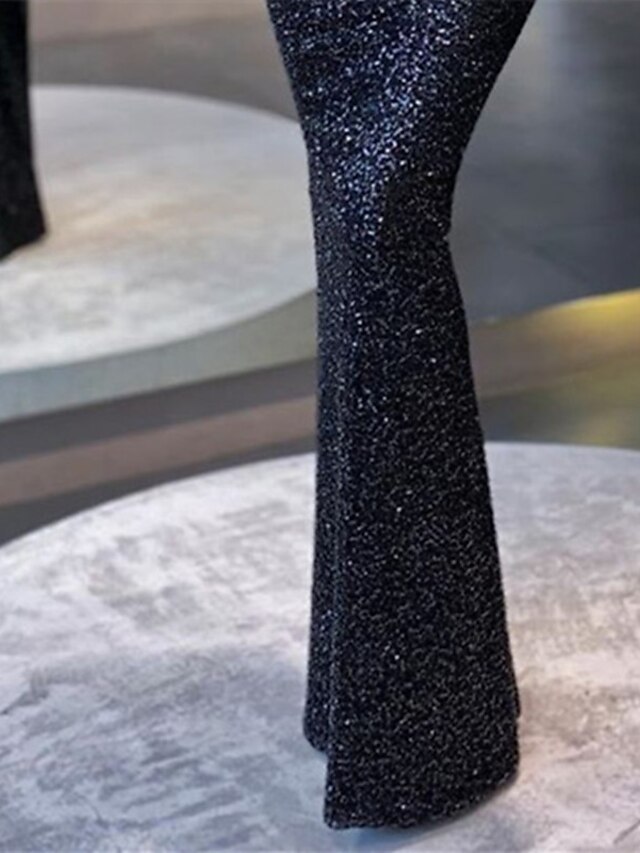Sequin Asymmetrical Neck Mermaid Floor-Length Evening Dresses