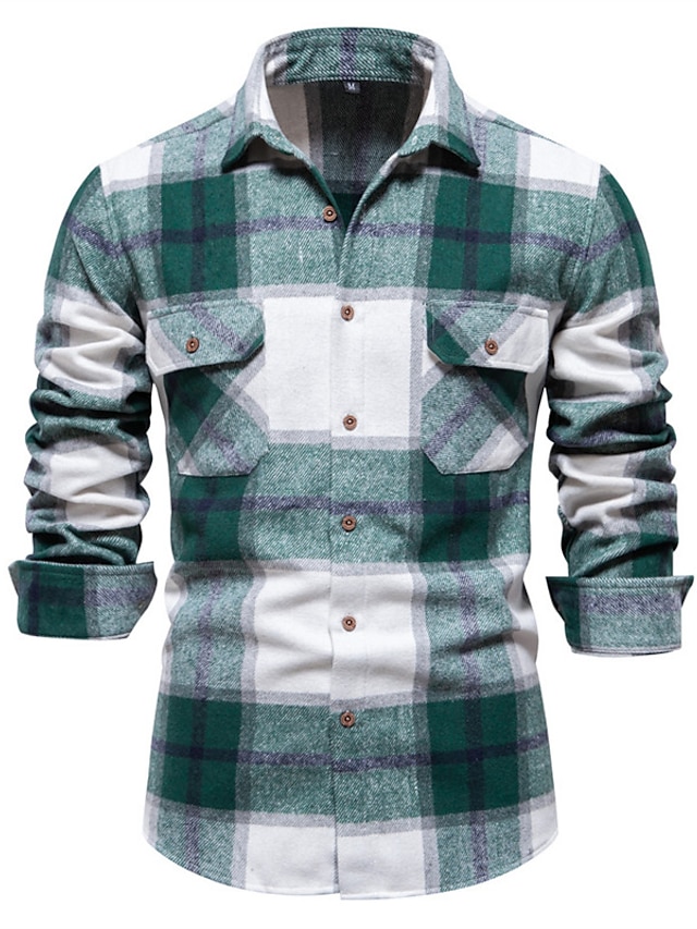 Men's Shirt Flannel Shirt Plaid Shirt Shirt Jacket Shacket Overshirt ...