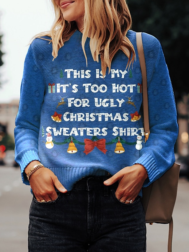 Women's Ugly Christmas Sweater Pullover Sweater Jumper Crew Neck Ribbed