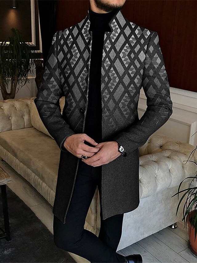 MEN GEOMETRIC LONG COLLAR JACKET main image 0