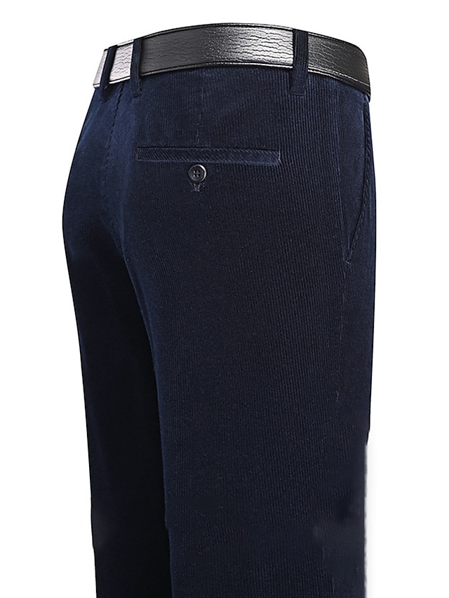  Homens Social Calças de Veludo Calças de inverno Calças Calças de Terno Bolsos Tecido Conforto Respirável Ao ar livre Diário Para Noite Moda Casual Preto Vinho